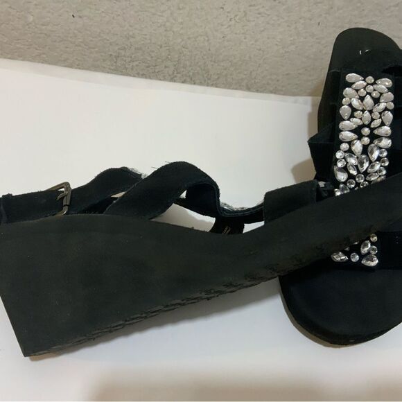 Grazie Embelished Platform Black Sandals 11 - Picture 4 of 12